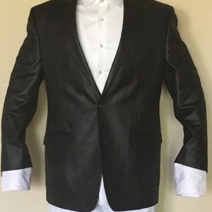 Lauren by Ralph Lauren black faux leather blazer